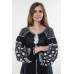 Boho Style Ukrainian Embroidered Folk  Blouse "Starry Sky" white on black
